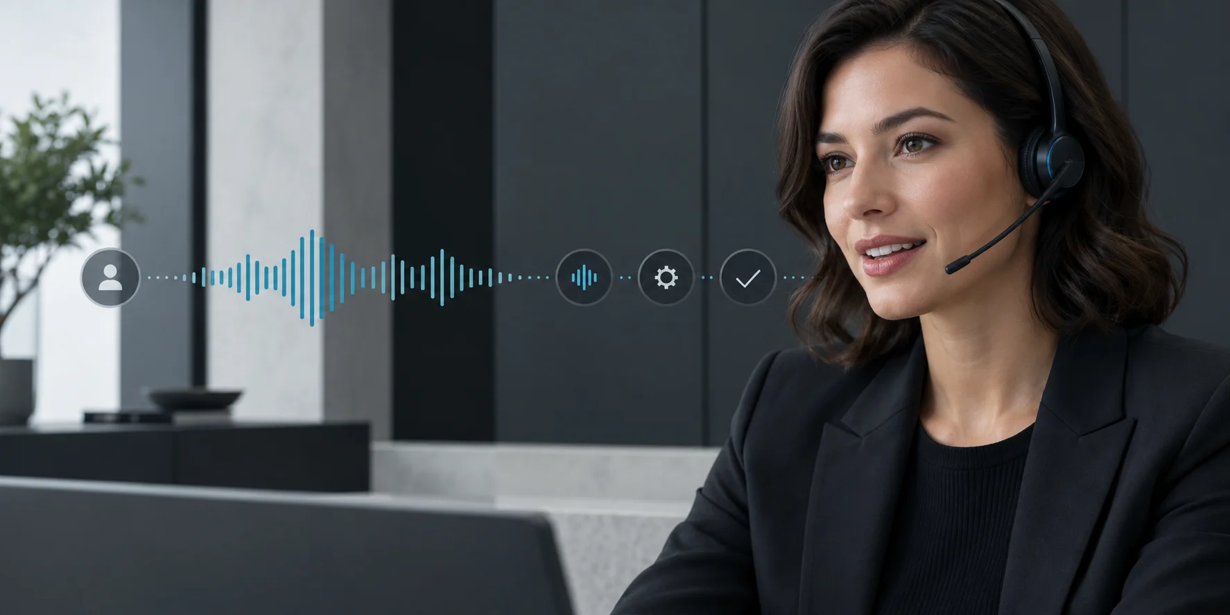 A professional voice representative supported by an AI conversation flow